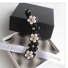 1pc Korean Style Women's Cute & Fashionable Large Black & White Flower Banana Clip, Elegant Hair Accessory For Long Ponytail Hair Clips Claw Clips Hair Claws Hair Barrettes