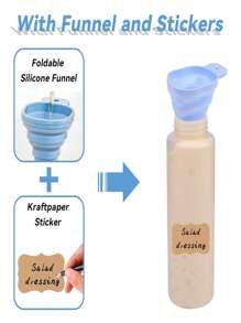 3 件裝調味品擠壓瓶,可重複使用的塑膠醬分配器,透明且易於清潔,帶矽膠漏斗和標籤貼紙,適用於番茄醬和橄欖油(250 毫升) - 白色 - 查看 4