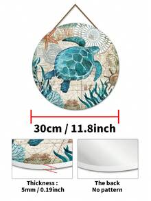 1入組海洋動物海龜裝飾掛牆門掛牌復古怪異pvc圓板門掛標牌,適用於農舍門廊前門家居裝飾 30*30 Cm (12*12 英吋) - 彩色 - 查看 4
