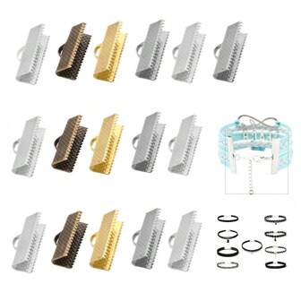 WGRXIRANYKM 30pcs/Lot Ribbon Leather Cord Crimp End Caps 6 8 10 13 16 20 25 30 35 40mm Thread End Fastener Clasps Connector For Jewelry