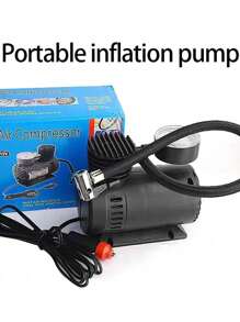 1 Piece Mini Air Pump For Inflating Car Tires 12v Portable, Compact And Convenient - Black - View 3