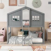 Nestfair Twin Over Twin House Bunk Bed With Ladder