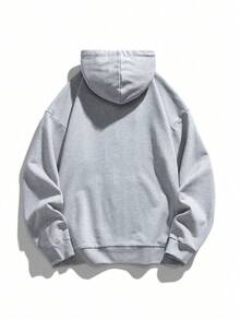 Áo nỉ thể thao nam có túi kangaroo và dây rút - Màu Xám nhạt - Xem 2