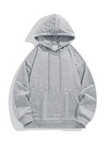 Áo nỉ thể thao nam có túi kangaroo và dây rút - Màu Xám nhạt - Xem 1