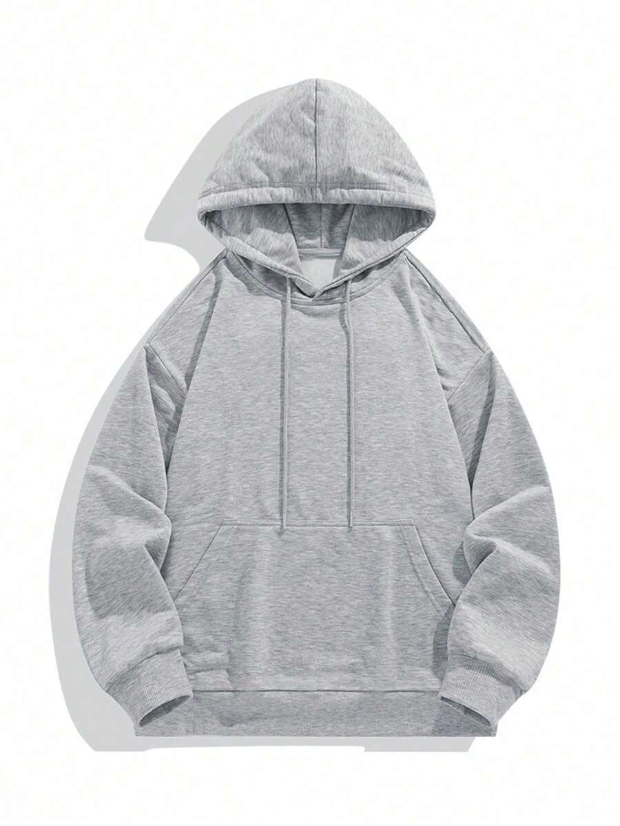 Áo nỉ thể thao nam có túi kangaroo và dây rút - Màu Xám nhạt - Xem 1