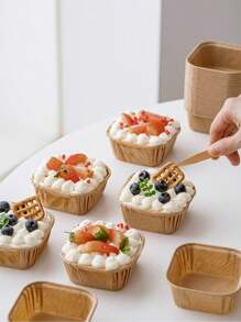 25pcs/pack Square Muffin Cupcake Liners, Oven-safe Disposable Paper Baking Cups For Muffins And Cupcakes - Multicolor - View 3