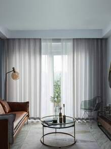 1 件灰色裝潢半透明天鵝絨窗簾,簡約風格窗簾,適合客廳、臥室、窗戶、門 - 深灰色 - 查看 2