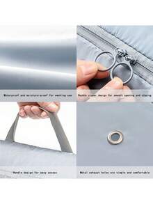 1 件羽絨外套壓縮收納袋,衣服行李包裝收納袋,可堆疊收納盒手提包,用於整理臥室、衣櫃、家居和帶蓋儲物容器,灰色 - 淺灰色 - 查看 3