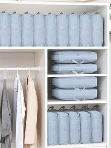 1 件羽絨外套壓縮收納袋,衣服行李包裝收納袋,可堆疊收納盒手提包,用於整理臥室、衣櫃、家居和帶蓋儲物容器,灰色 - 淺灰色 - 查看 11