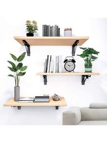 4pcs Acero Inoxidable Soporte Ménsula Escuadra Brazo Para Repisa Abatible Plegable 8 Pulgadas - Negro - Ver 3