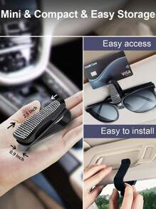1pc Bling Rhinestone Decor Car Sun Visor Glasses Clip/paper Holder/card Organizer For Interior Storage - White - View 4