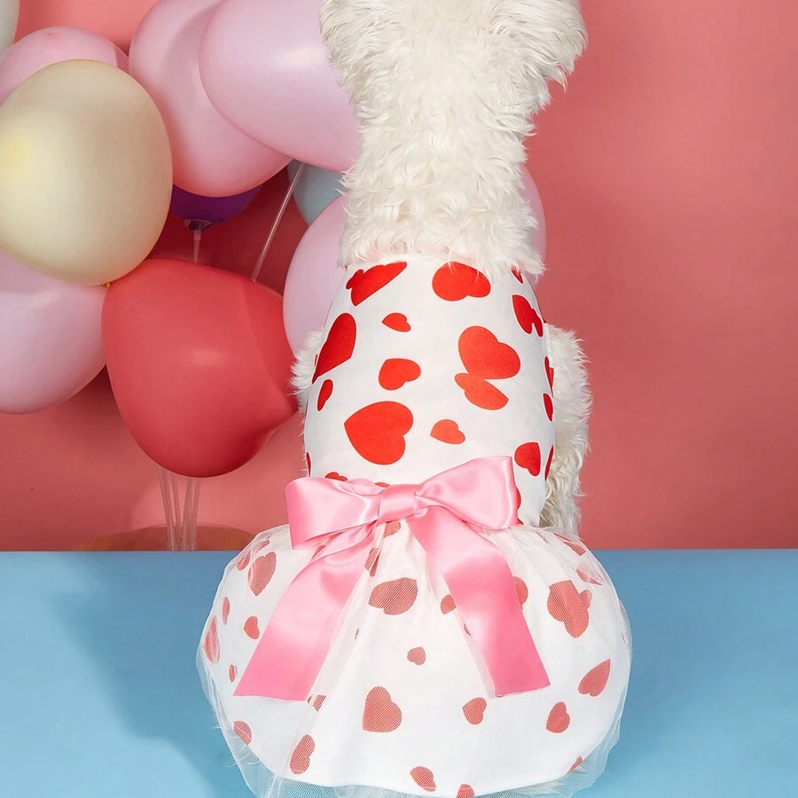 Ngày lễ tình nhân Trang phục cho thú cưng - Tim Mô hình Quần áo cho chó Mèo Trang phục Với Bowknot - màu đen - Xem 1