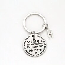 1 件字母图案圆形吊饰钥匙扣情人节 - 銀色 - 查看 10