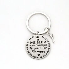 1 件字母图案圆形吊饰钥匙扣情人节 - 銀色 - 查看 16