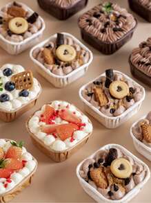 25pcs/pack Square Muffin Cupcake Liners, Oven-safe Disposable Paper Baking Cups For Muffins And Cupcakes - Multicolor - View 2