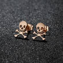 1對骷髏萬聖節耳環,適用於萬聖節派對,骷髏頭耳穿耳環派對裝飾 - 玫瑰金 - 查看 1