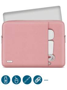 TECOOL 13-16 英寸笔记本电脑保护套，适用于 Macbook Air 13 15 M1 M2 2012-2023、MacBook Pro 13 14 15 16 2010-2022 14-15.6 HP Chromebook Surface 笔记本防震防水包，带口袋 - 粉色的 - 查看 2