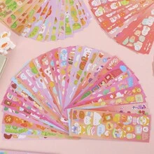 100入組不重複可愛卡通多色貼紙套裝(具有棱鏡效果),適用於裝飾手工禮物和日記 - 彩色 - 查看 3