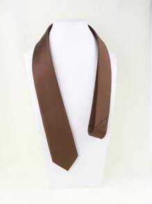 ZLQ&GOU 1 Cà vạt nam trơn màu kèm phụ kiện trang trí, cà vạt đa năng thích hợp cho tiệc tùng, nghỉ mát, công sở và đám cưới Cà vạt nam thường ngày - màu nâu - Xem 2