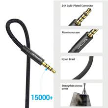 Vention 耳機延長線 3.5 公釐輔助延長線 3 環 4 極公對母立體聲音訊線鍍金相容筆記型電腦、智慧型手機、耳機、平板電腦 - 黑色 - 查看 7