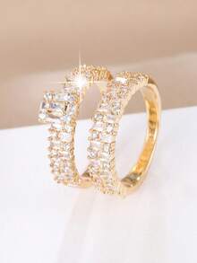 1 對小方形女戒指,設計精緻優雅,適合宴會和派對 - 戒指套裝 - 查看 9