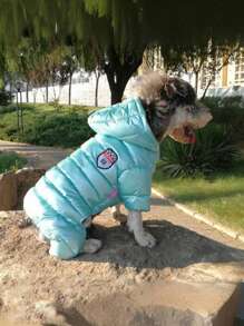 1pc Shiny Winter Warmth Four-legged Pet Jumpsuit With Thickened Coat For Dogs - Blue - View 4