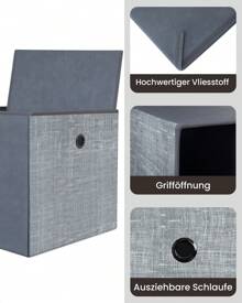 HaluPeit Storage Cubes, 30cm Foldable Cube Storage Container With Handles, Set Of 6, Closet Organizer For Shelves, Rustic Brown/Gray/Black - Grey - View 6