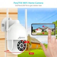 ANRAN Bewakingscamera, wifi, 2 K 3 MP HD nachtzicht, intercomfunctie, geluidsalarm, bewegingsdetectie, 360 buitencamera, draadloos, IP-camera met projector, 2,4 GHz WiFi, P2, wit