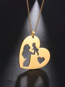 2入組/套女性不鏽鋼心形愛心吊墜項鍊,為母親戀人家人的禮物 - 套裝系列 - 查看 7