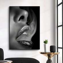 1 件,現代黑唇帆布牆壁藝術 - 時尚、引人注目的客廳、浴室和臥室牆壁裝飾 - 完美無框家居裝飾 - 彩色 - 查看 1