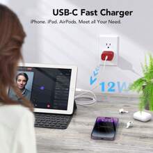 Khối sạc nhanh cho điện thoại, [2 gói-Đen/Đỏ] Khối sạc tường USB C 12W Khối sạc siêu nhanh Khối cắm Bộ chuyển đổi PD 3.0 Type C tương thích với IPhone 15 Pro Max/IPhone 14 Plus/13/12/11/AirPods/IPad Pro/Air/Mini - đỏ + đen - Xem 4