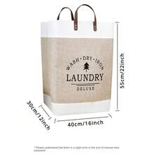 1 件加厚洗衣袋,帶 Pu 手柄,用於玩具和雜項存放、髒衣服、洗衣籃、大號布藝收納盒 - 黑色 - 查看 2