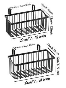 2 件廚房櫃門掛籃,水果/蔬菜/調味瓶收納架,雜物收納籃,懸掛,存放小餐具可排水底部,廚房/浴室配件 - 黑色 - 查看 10