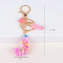 新的流蘇蝴蝶英文字母鑰匙扣女孩樹脂壓克力袋配飾掛飾 - 彩色 - 查看 24