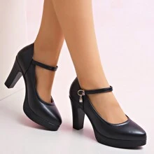Giày cao gót mũi nhọn màu đen 2,4 inch, giày cao gót hiệu suất Sườn xám dành cho phụ nữ - màu đen - Xem 4