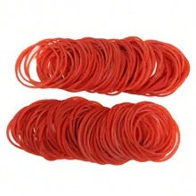 1pack/100pcs Red Elastic Rubber Bands With High Elasticity, Office Stationery - Red - View 3