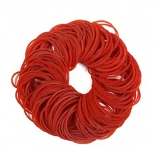1pack/100pcs Red Elastic Rubber Bands With High Elasticity, Office Stationery - Red - View 1