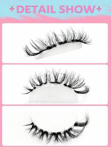 Asiteo 7 Pairs 3D Transparent False Eyelashes With Natural Faux Mink Lashes, Fluffy Soft Curly Cat Eye Fake Eyelashes - 黑色 - 查看 6