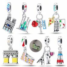 建築系列巴黎鐵塔聖母院斗獸場燈塔魅力手鍊，時尚珠寶禮物適合女性，適用於3mm DIY手鍊 - 建築系列 - 查看 1