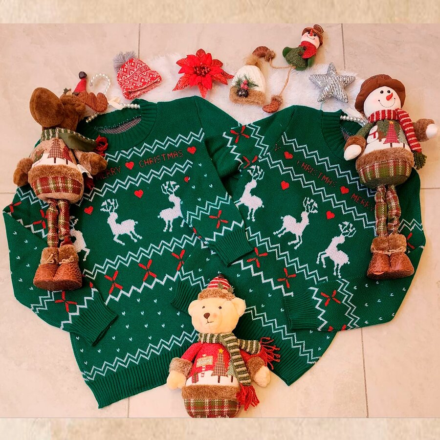 dúo pareja suéter navidad - Verde - Ver 1