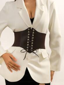 1 Pieza Café Para Mujer Correa Elástica De Hilo Para La Cintura - Café integral - Ver 1