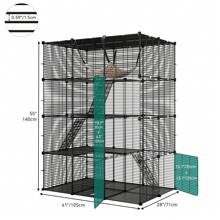 Homnibu Cat Cage Indoor Large With Hammock 4 Tier Outdoor Cat Enclosure Catio Metal Kennels For 1-3 Cats, DIY Detachable Pet Playpen