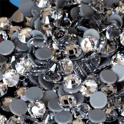 5A Kvalitet SS0-SS50 1mm-10mm Kristall AB Färg Hot Fix Strass Glitter Flat Back Crystal Strass Stryk-på Strass Används Till Kläder Tyg Klänningsväska Skodekoration Sommar, Skola