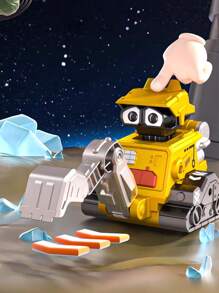 1入隨機配色塑料耐用的按壓式工程車機器人&挖掘機形態慣性滑行車月球漫遊車機器人玩具,適合兒童玩耍 - 彩色 - 查看 3