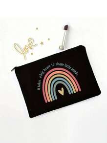 1個黑色彩虹字母收納袋,用這款愛心化妝包啟發您的老師-女士男士化妝包旅行化妝品收納袋,返校教師禮物,感謝教師化妝袋,收納袋,手提包,禮品袋,洗漱袋,旅行美容袋 - 適用於老人的便攜旅行化妝袋,適合聖誕,教師節,假期,返校和旅行的理想禮物 - 黑色 - 查看 9