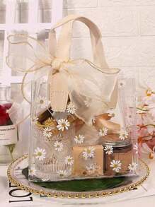 1pc/5pcs/10pcs Reusable Pvc Party Favor Gift Bag With Ribbon Handle And Waterproof Feature