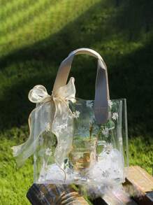 1pc/5pcs/10pcs Reusable Pvc Party Favor Gift Bag With Ribbon Handle And Waterproof Feature