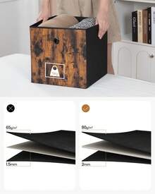 HaluPeit Storage Cubes, 30cm Foldable Cube Storage Container With Handles, Set Of 6, Closet Organizer For Shelves, Rustic Brown/Gray/Black - Rust Brown - View 4