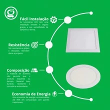 Kit 2 Luminária Led Plafon Any 24w Embutir Branco Frio - BRANCO FRIO 6500K - Visão 4