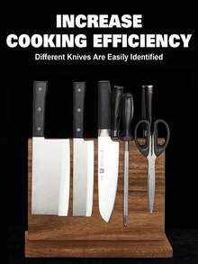 BRONYPRO Magnetic Knife Block-2 Sided Magnetic Knife Stand,12x10 Inch Wood Magnetic Knife Holder Stand with Strong Enhanced Magnets Multifunctional Storage Knife Holder - Cà phê nâu - Xem 9